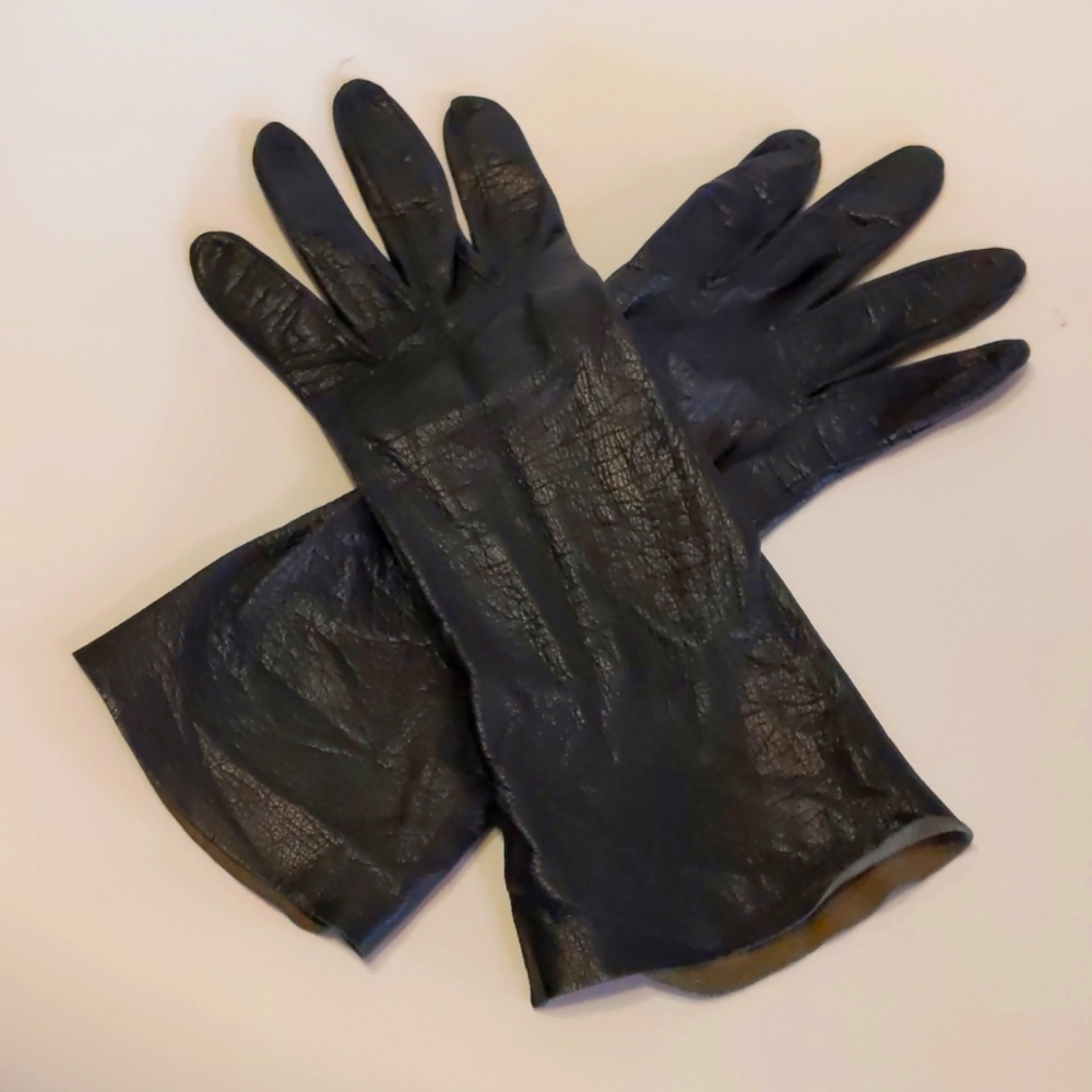 Vintage Aris of Paris Black Leather Kid Gloves size 7 France